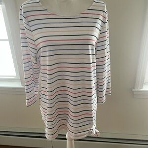 Croft & Barrow Women's Long Sleeve Striped Top - Red, Blue, White New